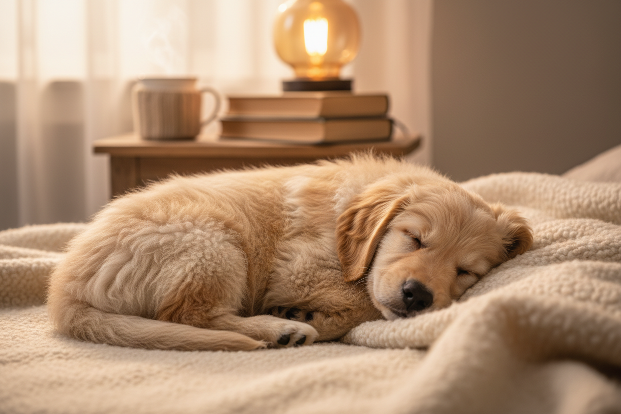 un perro muy tierno durmiendo